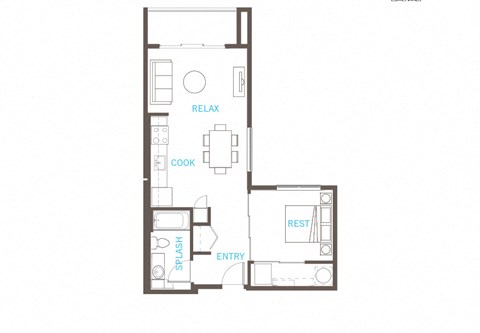 One Bed One Bath Floor Plan One Bed One Bath Floor Plan at Vue 22 Apartments, Bellevue